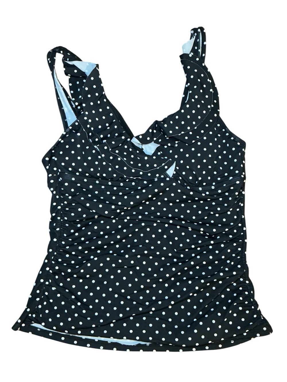 Polka Dot Ruched Tankini Black/White - Picture 1 of 10